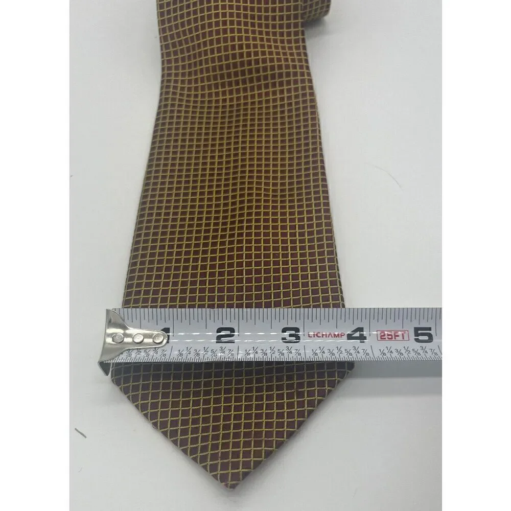 GIORGIO ARMANI TIE HAND MADE‎ 100% SILK MILANO ITALY Red Gold Squares